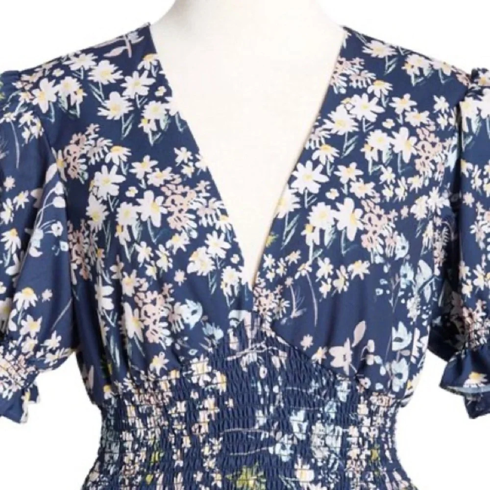 MODCLOTH x HUTCH NWOT Floral So‎ Exceptional Wide Leg Jumpsuit in Navy - Picture 3 of 8